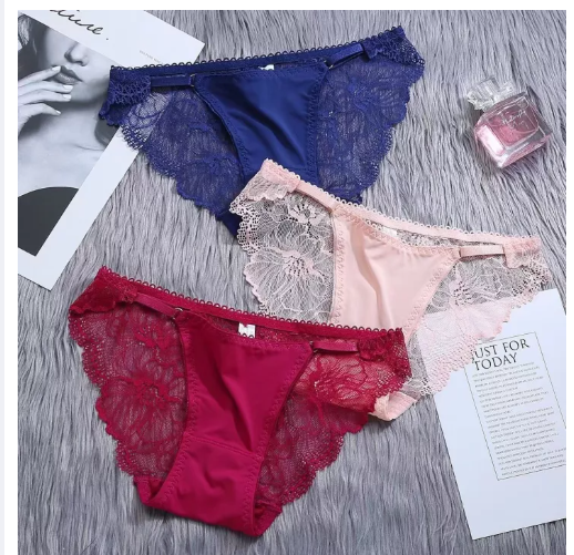 PAN38 กางเกงในลูกไม้ ซีทรู กางเกงชั้นในเอวต่ำผ้าลื่น กางเกงในบิกินี่ลูกไม้ ใส่สบายตัดเย็บดี K15