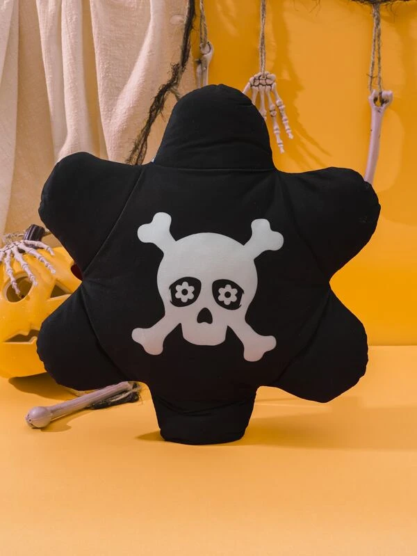 หมอน 1 ชิ้น ลายฮาโลวีน ลายกะโหลก ลายดอกไม้ a-44