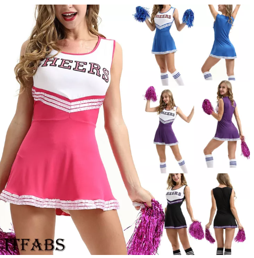 SE86@Honeywo Women's Cheerleader Girls School Musical Party Halloween Christmas Cheer Leader Fancy Dress Uniform Sport Costume Stage Clothing