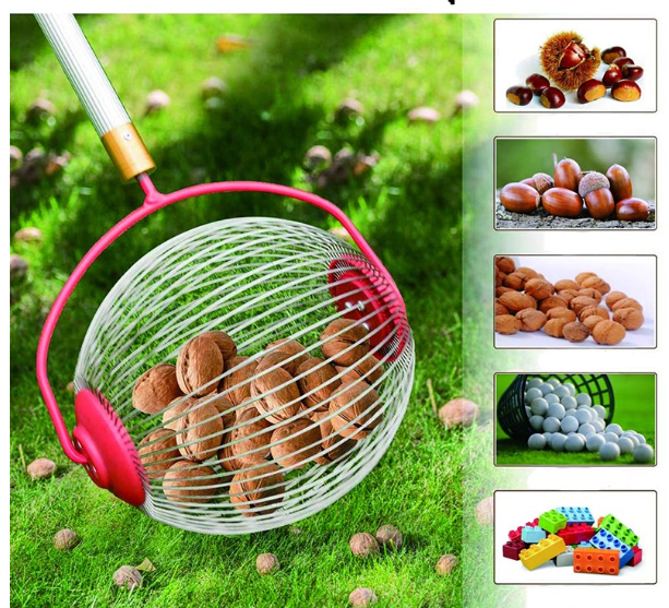 TH218-เก็บผลไม้ Nut Collector Fruit Picker สวน เครื่องมือ Picking Walnut Picking Chestnut Picker ก้านปรับความยาวได้ 48-105 cm