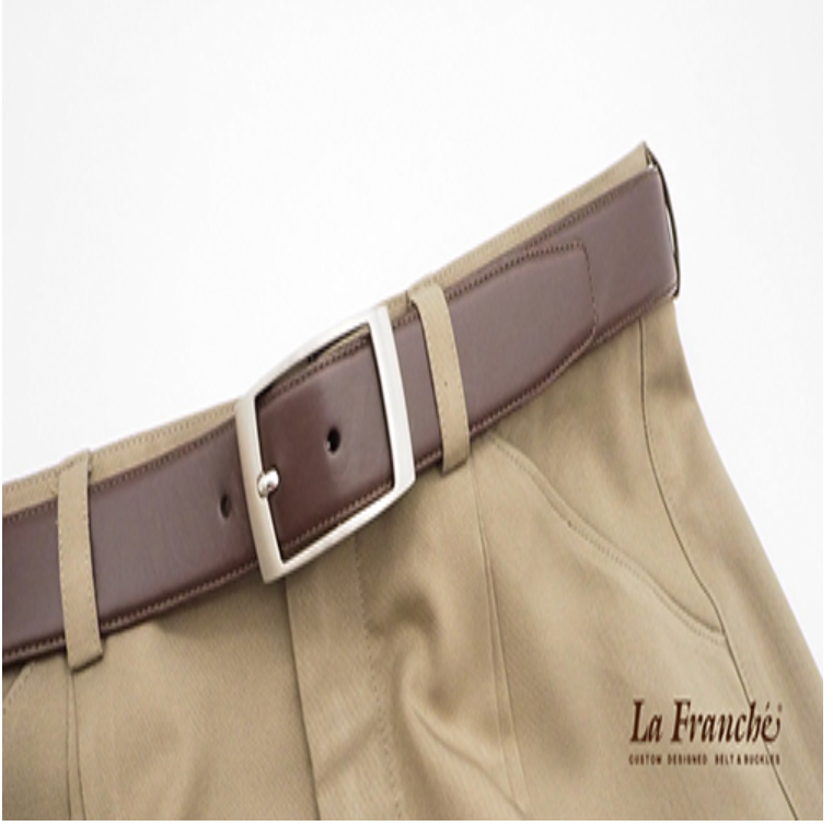 MAN99-เข็มขัดหนังวัวแท้ Nappa สีช็อกโกลแลต พร้อมหัวเข็มขัดนิกเกิ้ลแกนกลาง