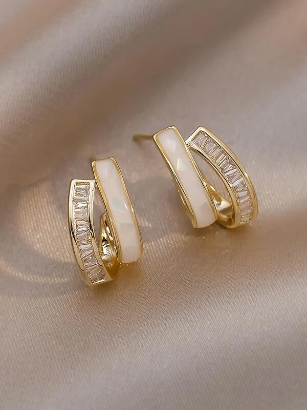 ต่างหู เพชรคิวบิกเซอร์โคเนีย ตกแต่ง e-43