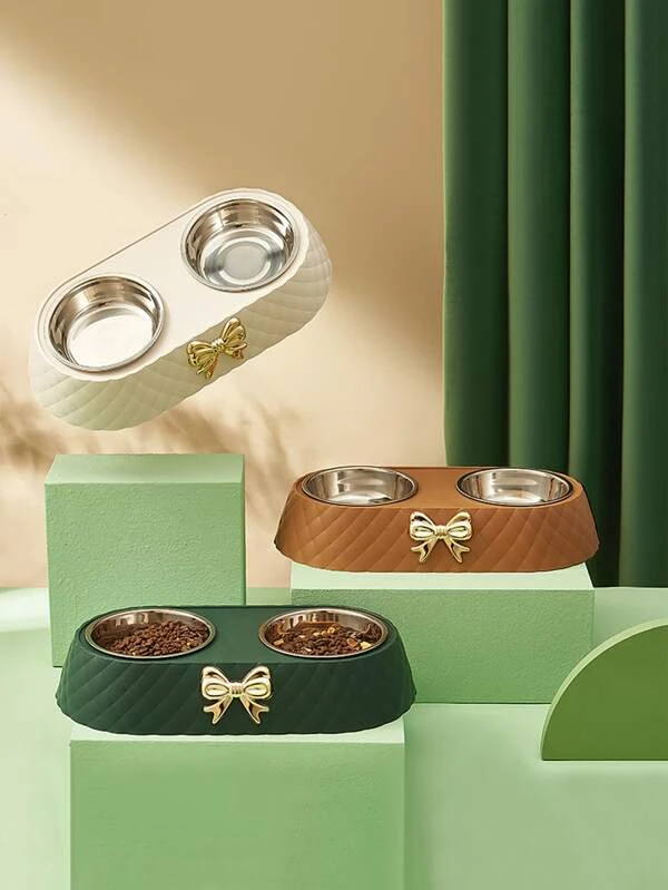 ชาม สุ่ม ตกแต่ง โบว์ สัตว์เลี้ยง คู่ 1 ชิ้น ม-52