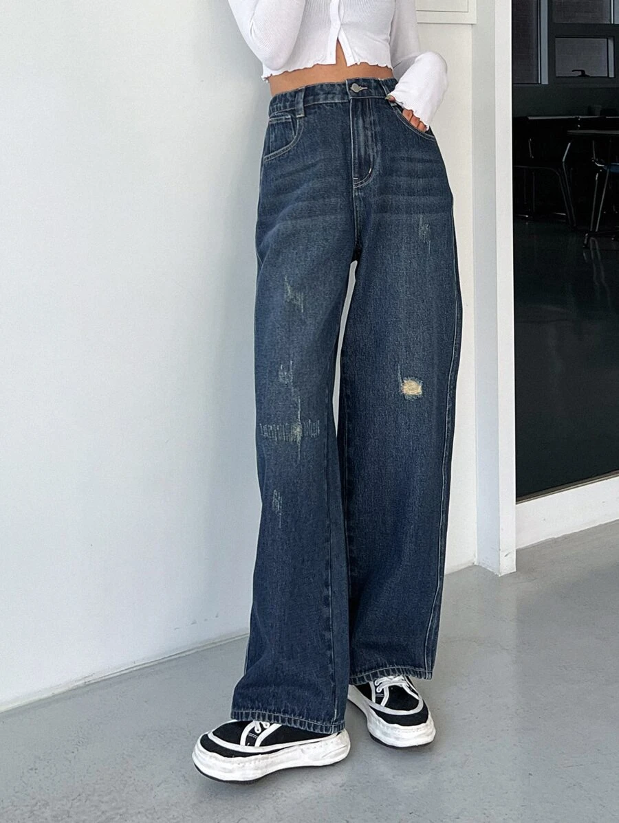 DAZY กางเกงยีนส์ รายละเอียด รู ซิปด้านใน ee-64