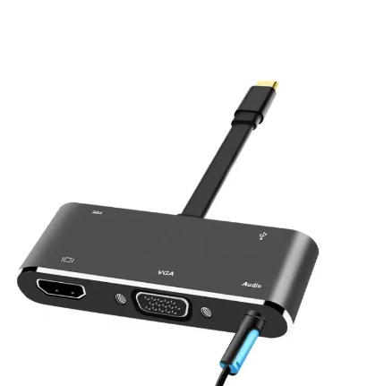 GE78-For MacBook Galaxy USB C to HDMI Adapter 4K 5 in 1 Type-C to HDMI/VGA/ Audio/USB 3.0 Port+USB C Female Port Converter