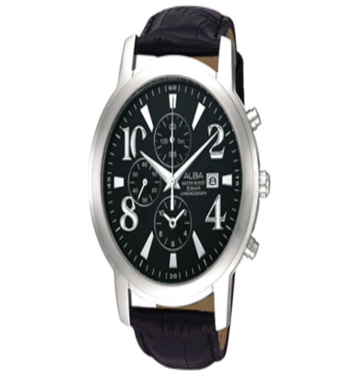 S76-ALBA จับเวลารุ่นใหม่รูปแบบคลาสิค ฃนาดใหญ่ มีเรือนทองและสแตนเลสหน้าดำ