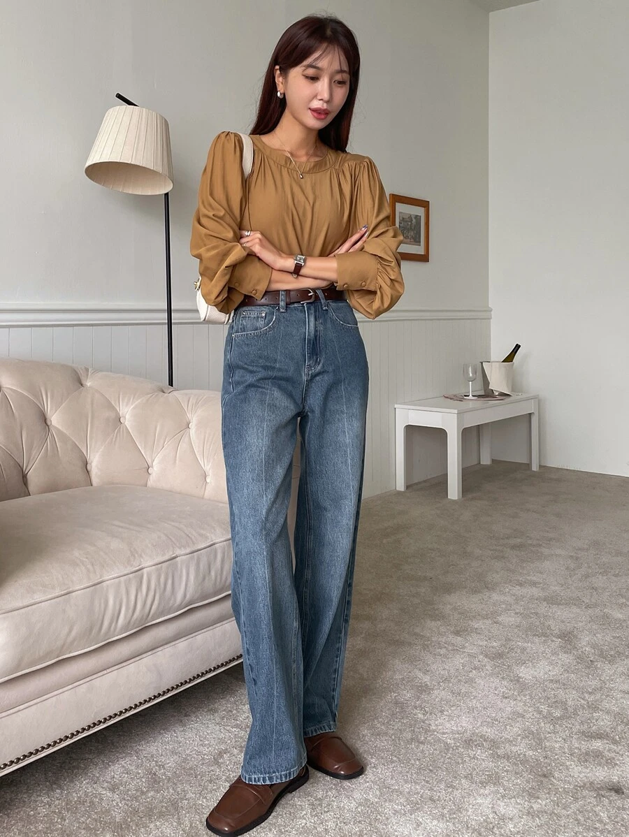 DAZY กางเกงยีนส์ ทรงตรง ไม่มีเข็มขัด  ee-26