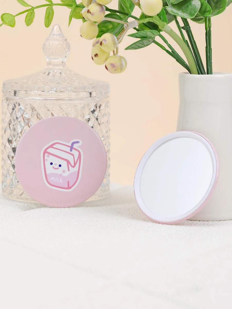 กระจกเงา นม ลวดลาย กลม 1 ชิ้น k-81