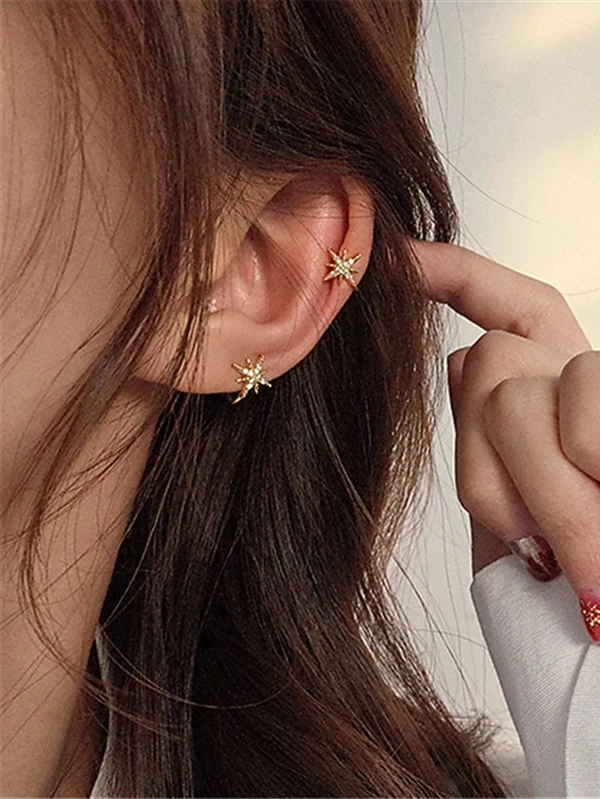 ต่างหูคลิป เพชรคิวบิกเซอร์โคเนีย ตกแต่ง e-59