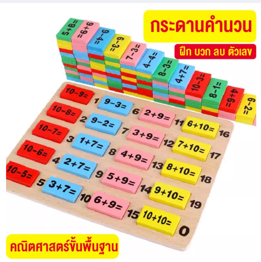 KID20-ของเล่นไม้ โดมิโน่ไม้ โดมิโน่จับคู่ Dominoจับคู่บวกลบเลข ของเล่นเด็กเสริมทักษะและพัฒนาการสำหรับเด็ก สินค้าพร้อมส่ง