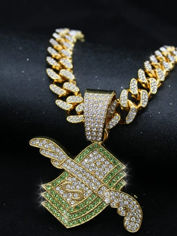 จี้สร้อยคอ ผู้ชาย ติดเพชร ลายดอลลาร์ kk-201