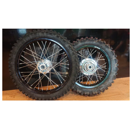 FU01-ชุดล้อดำทรงวิบาก 1.60x17,1.85x14 ดุม KSR พร้อมดุมสเตอร์+ลูกปืน พร้อมยางนอก+ยางใน