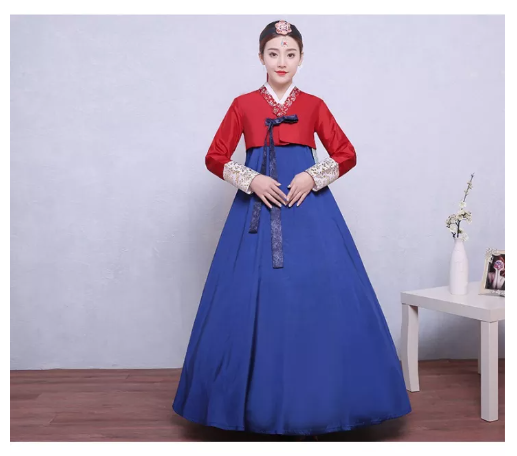 SE72@ชุดฮันบกสีแดงน้ำเงิน ชุดเกาหลี ชุดประจำชาติเกาหลี ชุดฮันบกเกาหลี ชุดฮันบก Hanbok Korea Costume