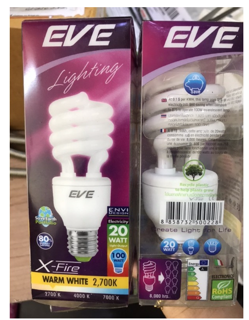 MW157-ถูกสุดๆ EVE หลอดประหยัดไฟ หลอดเกลียว 20W และ 23W สีส้ม