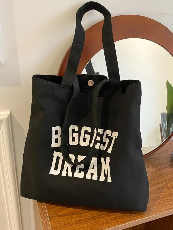 กระเป๋าช้อปปิ้งผ้าใบ ภาพกราฟิกตัวอักษร n-87