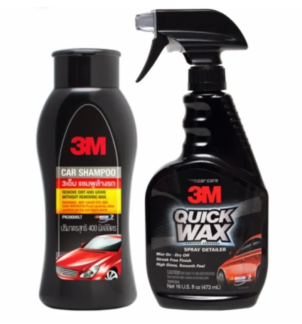 AC185-3M แชมพูล้างรถและ Quick Wax 39034 สเปรย์เคลือบเงาสีรถโชวรูม ควิกแวกซ์
