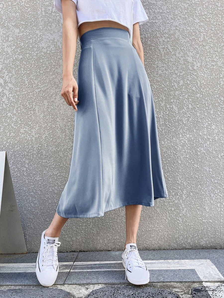 DAZY เดรส สีพื้น เอวสูง ทรงบาน jj-67