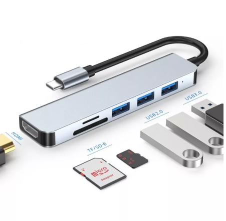 GE53-USB C to HDMI Adapter 4K 6 in 1 Type-C to HDMI / USB 3.0 Port + USB C Female Port Converter