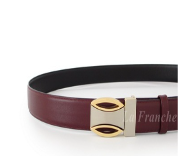 MAN72-เข็มขัดหนังวัวแท้คลาสสิคแดงเบอร์กันดี พร้อมหัวเข็มขัดทอง, กว้าง 1.2 นิ้ว – code 2w0035