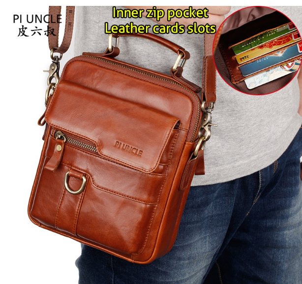 HU78-ผู้ชายใหม่กระเป๋าสะพายกระเป๋าหนังกระเป๋า Crossbody คุณภาพสูงกระเป๋าหนังแท้กระเป๋าถือความจุผู้ชาย Messenge