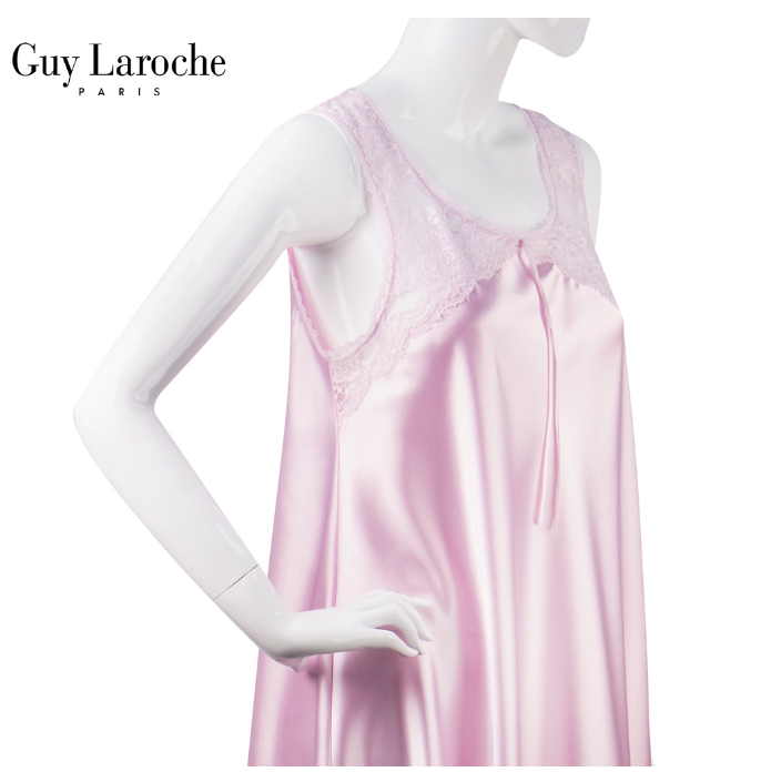 SA14>Guy Laroche ชุดนอนของแท้เกรด A ทรงกระโปรงสั้น ผ้าซาตินเนื้อนุ่ม แต่งลูกไม้ที่อกด้านหน้า รุ่น GN4C43