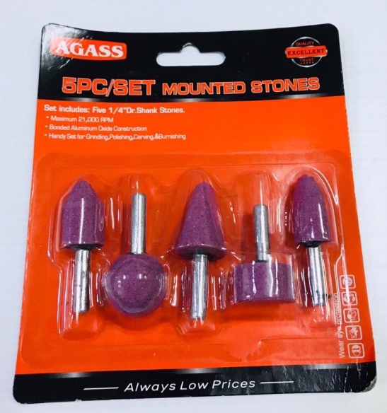 MW75-ดอกหินเจีย ลูกหินเจีย (แกน 6 mm / 1/4 นิ้ว ) 5ตัว/ชุด ดอกหินขัด ลูกหินขัด ลูกขัด ลูกขัดชมพู ลูกขัดหินเจียร หัวขัดแกะสลัก