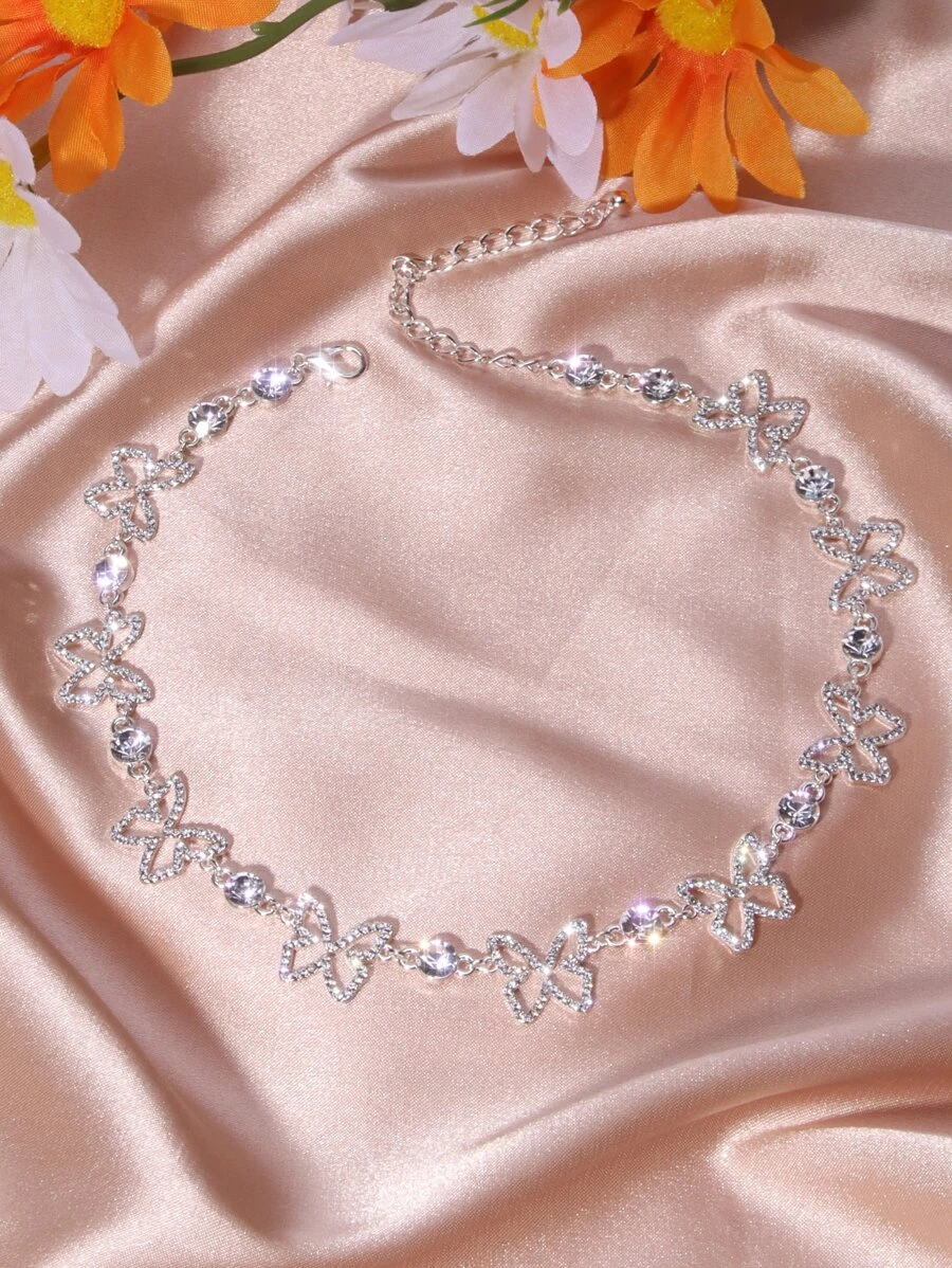 สร้อยคอ พลอยเทียม ตกแต่ง ผีเสื้อ kk-68