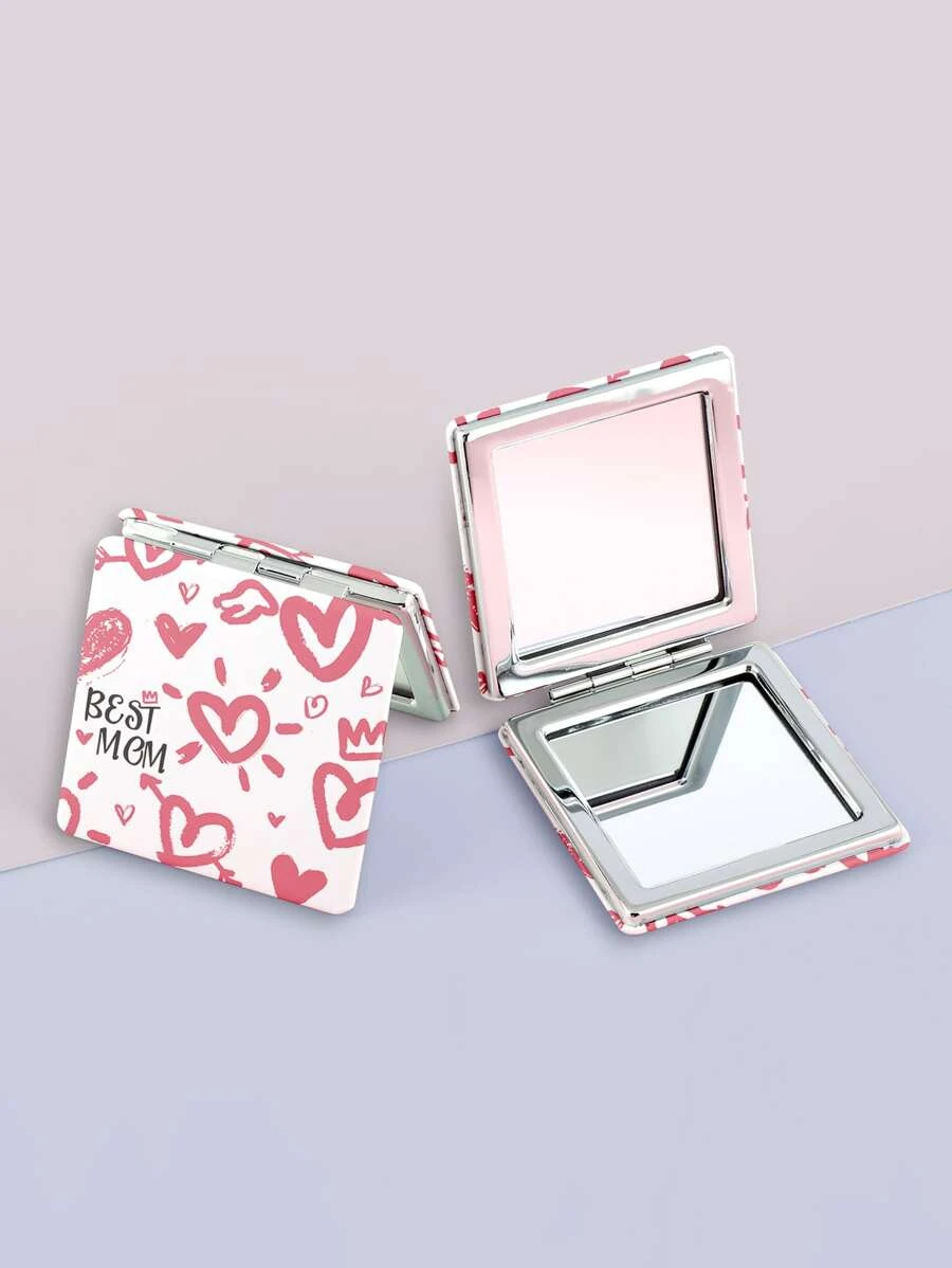 กระจกพับได้ กราฟฟิค หัวใจ & ตัวอักษร 1 ชิ้น  k-68