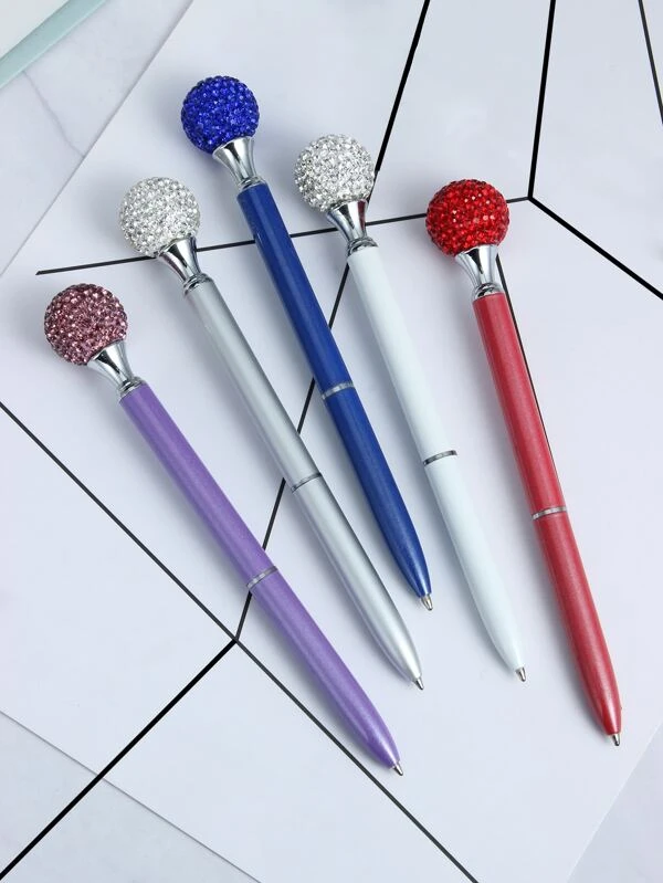 ปากกาลูกลื่น ตกแต่ง พลอยเทียม สุ่ม 1 ชิ้น s-18