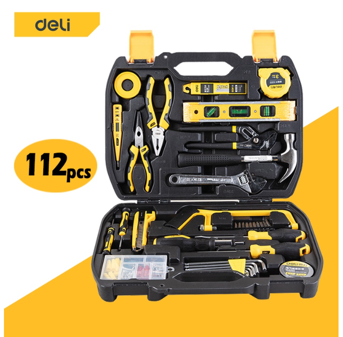 M-01 Deli ชุดเครื่องมือช่าง 112ชิ้น เครื่องมือ อุปกรณ์ช่าง เครื่องมือช่างซ่อมรถ อุปกรณ์ช่างไฟฟ้า เครื่องมือช่าง tool set