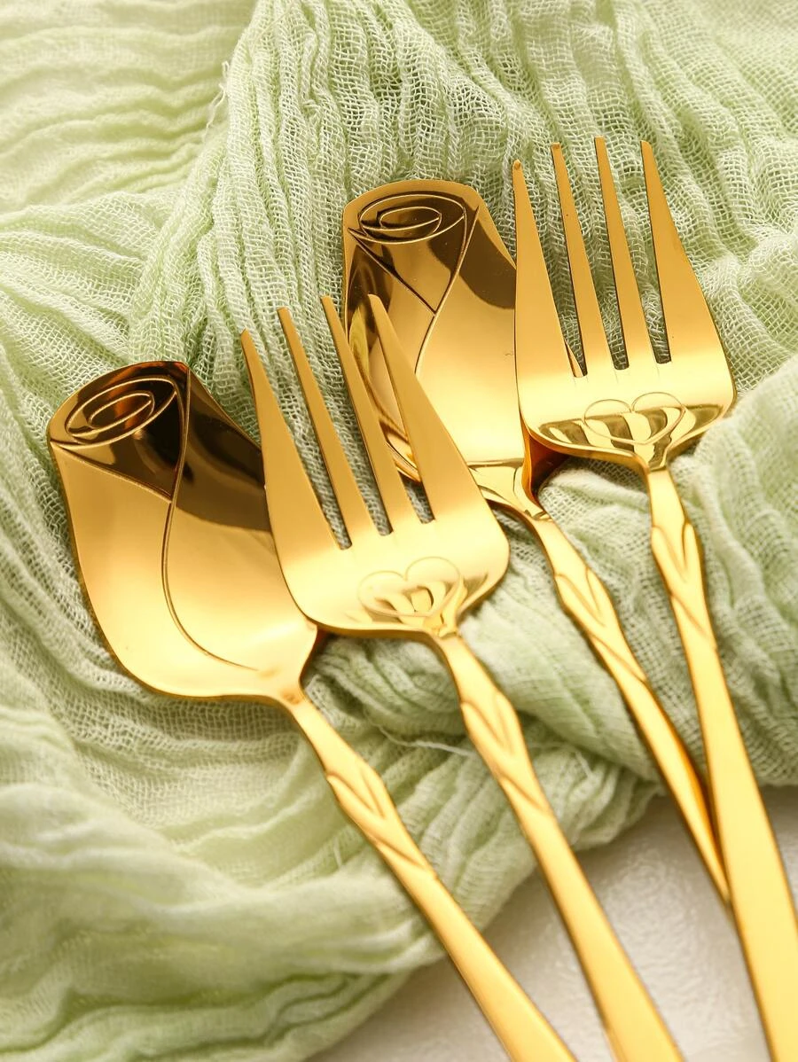 1 ชิ้น การออกแบบ ดอกไม้ ช้อน & 1 ชิ้น ส้อม hh-52