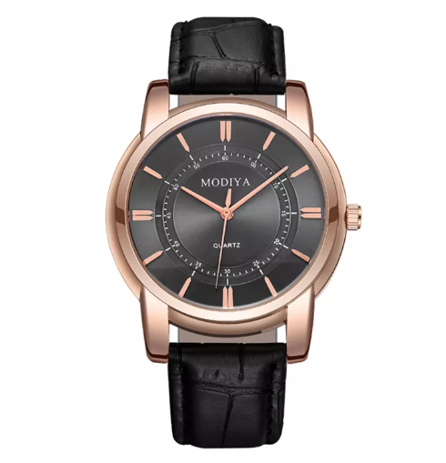 EW26-นาฬิกาข้อมือควอตซ์ลําลอง สายเข็มขัด ทรงกลม แบบเรียบง่าย แฟชั่นสําหรับผู้ชาย