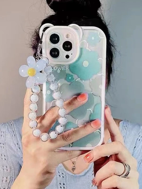 เคสโทรศัพท์ ลายดอกไม้ และ เชือกเส้นเล็ก ลายดอกไม้ c-73