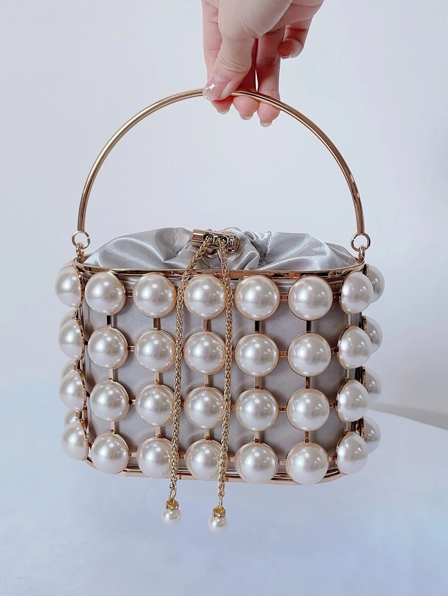 กระเป๋า งานช่วงเย็น มินิ แต่งไข่มุกเทียม และ กระเป๋าบักเก็ต v-88