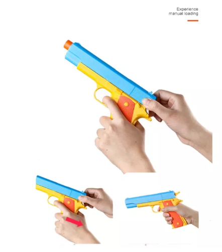 GO19-ของเล่นเด็ก ปืนกระสุนอ่อน ยิงกระสุนหลากสี กึ่งอัตโนมัติ Colt 1911 สีสวย（10 กระสุน）