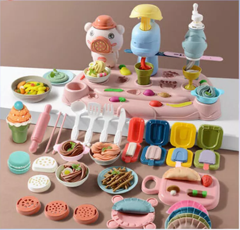 JIN73-ดินเบา♝เครื่องทำเส้นก๋วยเตี๋ยวของเล่นปั้นดินน้ำมันโคลนสีปลอดสารพิษชุดเครื่องมือสำหรับเด็กไอศกรีมสาวเครื่องดินเหนียว