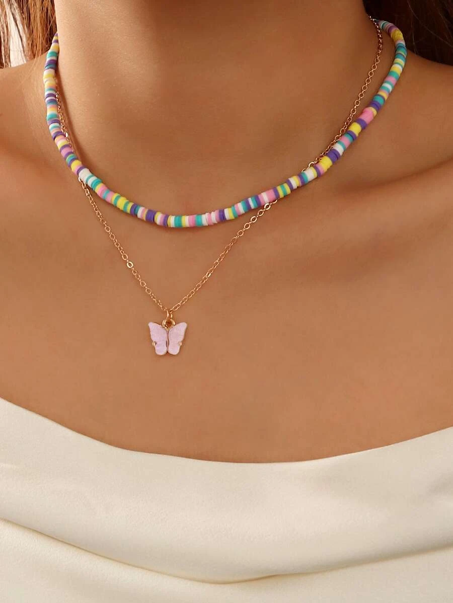 สร้อยคอ เสื้อโปโลคอนทราสต์ 2 ชิ้น kk-33