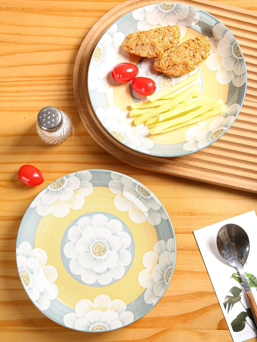 จาน กลม ลาย ดอกไม้ 1 ชิ้น  ff-27