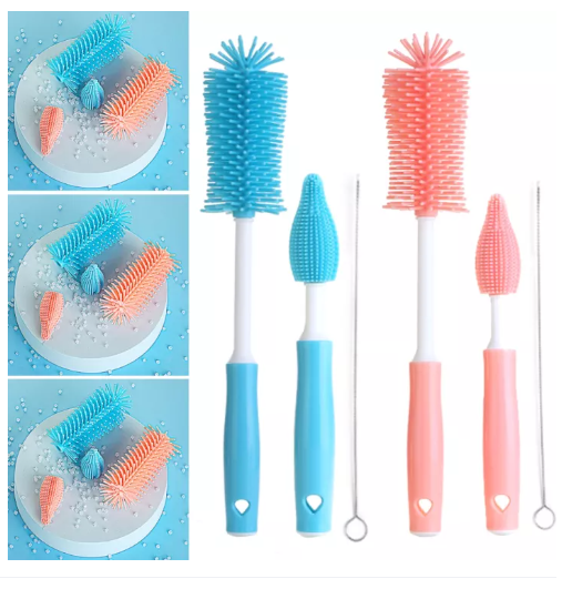 GO56-แปรงซิลิโคนจุกนมแปรงล้างขวดนม ชุดแปรงซิลิโคนล้างขวดนม แปรงซิลิโคนทำความสะอาดขวดนมและจุกนม