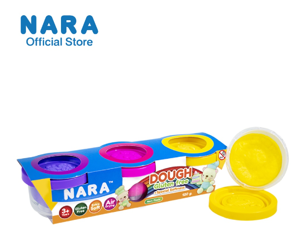 TOY97-NARA Dough แป้งโดว์ไร้สารกลูเต็น ขนาด 120 กรัม 3 กระปุก 3 สี