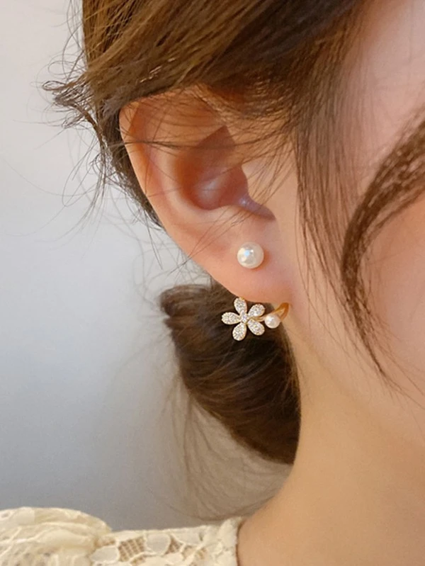 แจ็กเก็ตต่างหู（Earring Jackets） ดอกไม้ & ประดับ มุกเทียม e-3