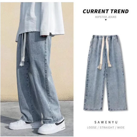 FJ90-กางเกงขายาวเอวยางยืดทรงหลวมสไตล์ฮิปฮอปสำหรับผู้ชาย