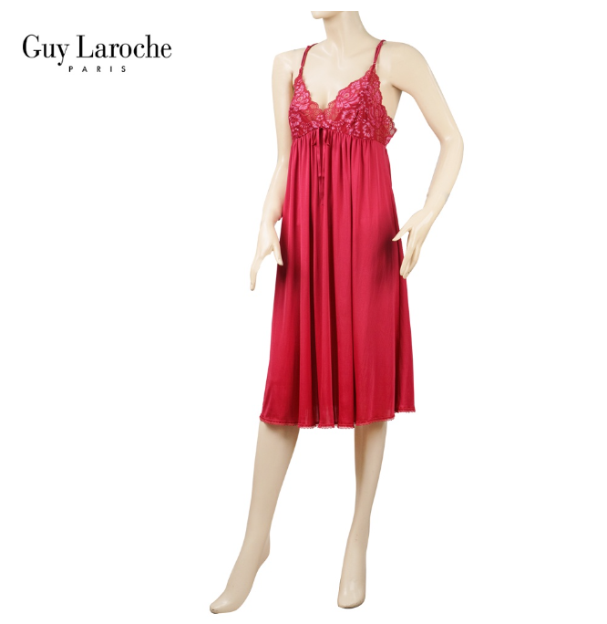 SA7>ชุดนอน แบรนด์ GUY LAROCHE ผ้า Smooth Knit กระโปรง Midi Luxury Nightwear GN4G88 ผ้าไนลอนทอพิเศษจาก Japan