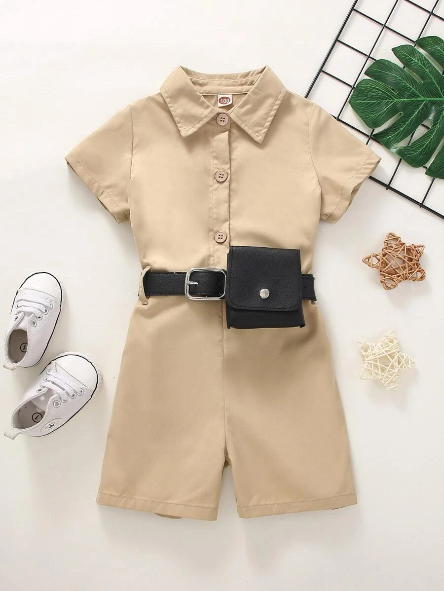 เด็กผู้ชายวัยหัดเดิน เสื้อรอมเปอร์ พร้อมกระเป๋าคาดเอว b-37