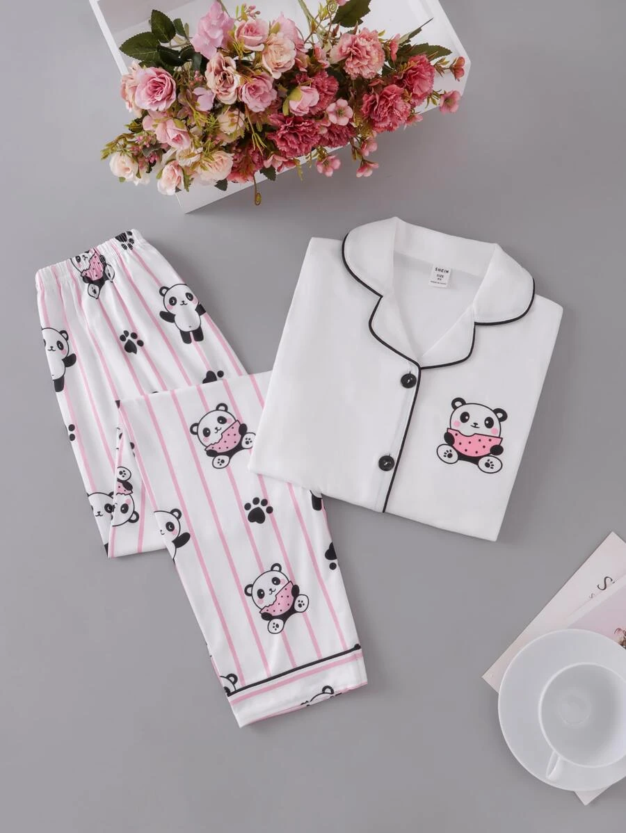 เด็กผู้หญิง เซ็ต ชุดนอน กราฟฟิค การ์ตูน  bb-49