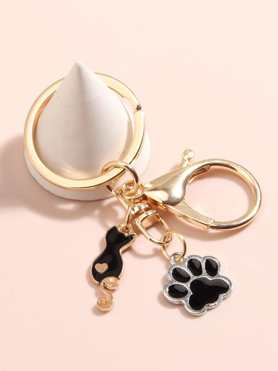 พวงกุญแจ อุ้งเท้า & แมว จี้  k-028