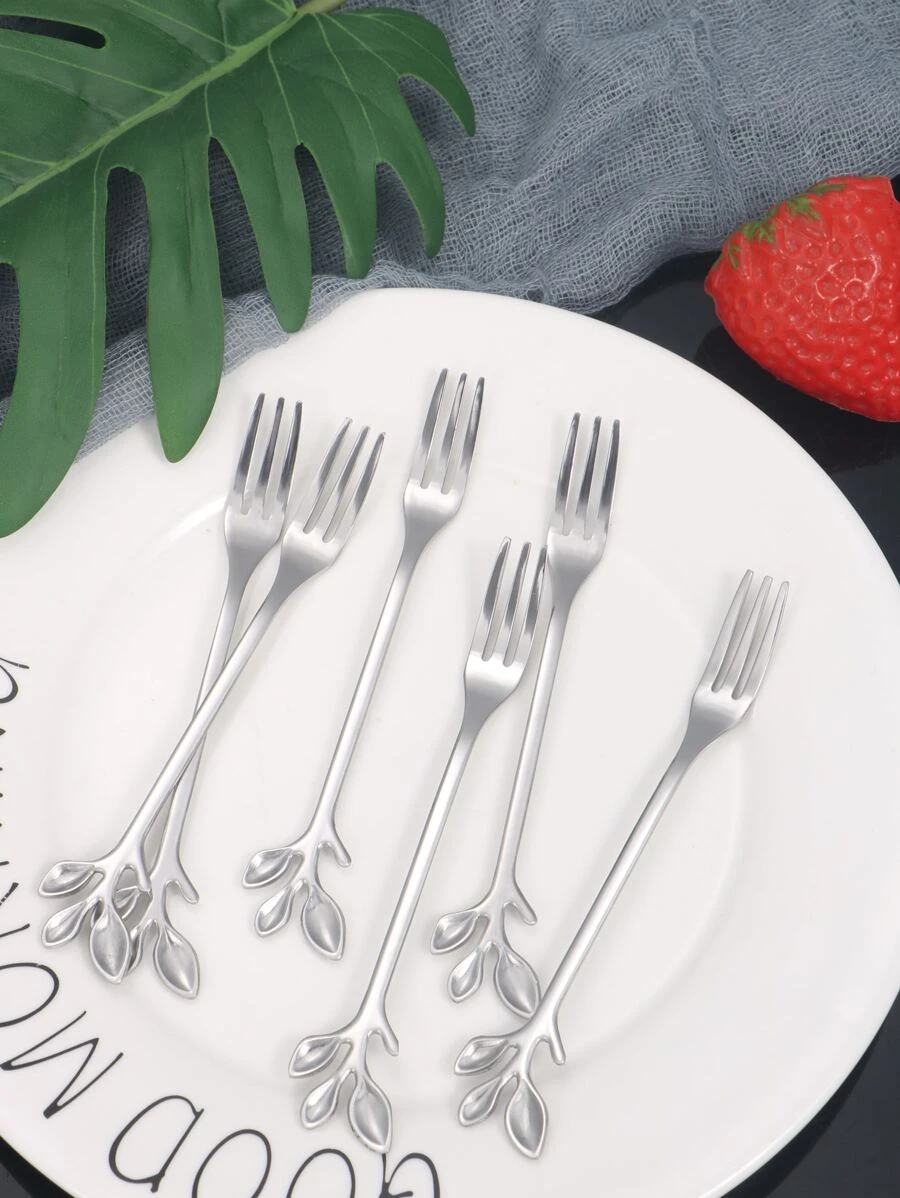 ส้อม 6 ชิ้น ลายใบไม้  hh-63