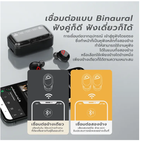 PD08-หูฟังบลูทูธ หูฟังบลูทูธไร้สาย เสียงชัดHD มีไมโครโฟน ระบบสัมผัส Wireless Bluetooth รองรับทุกรุ่น