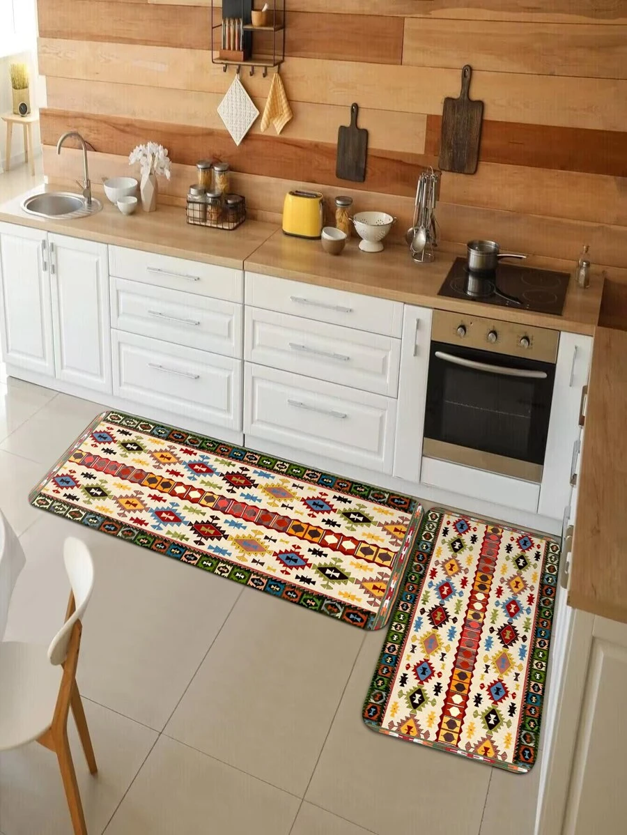 พรมห้องครัว ลวดลาย เรขาคณิต กันลื่น 1 ชิ้น jj-31