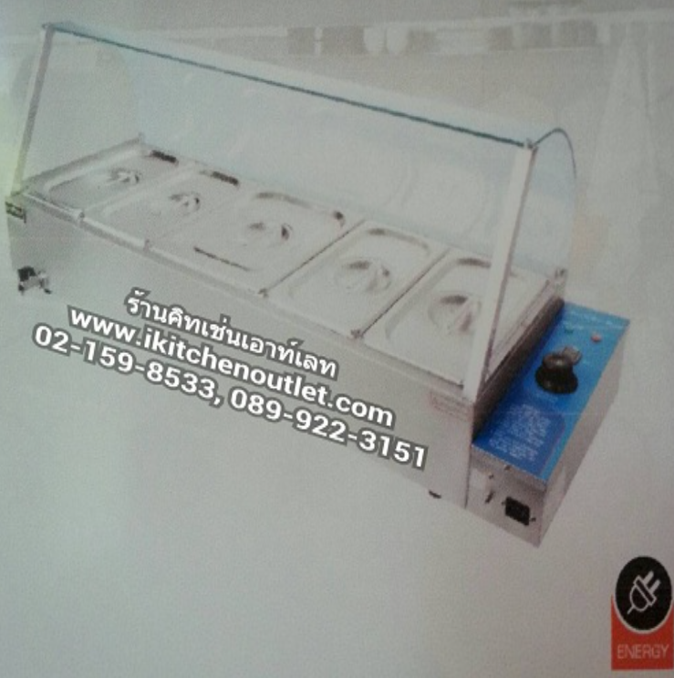P87-ถาดอุ่นอาหารไฟฟ้า 5 ถาด (ขนาด 37x116.5 ซม.) กระจกโค้ง